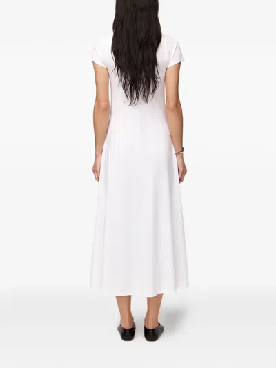 Another Tomorrow Short-sleeve Jersey Midi-dress In White