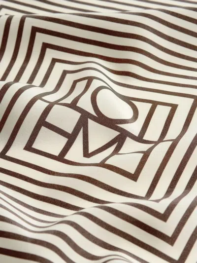 Totême Centered Monogram Silk Scarf Macadamia In Multi