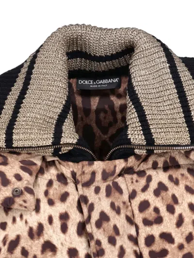 Pre-owned Dolce & Gabbana Leopard-print Single-breasted Coat In Neutral