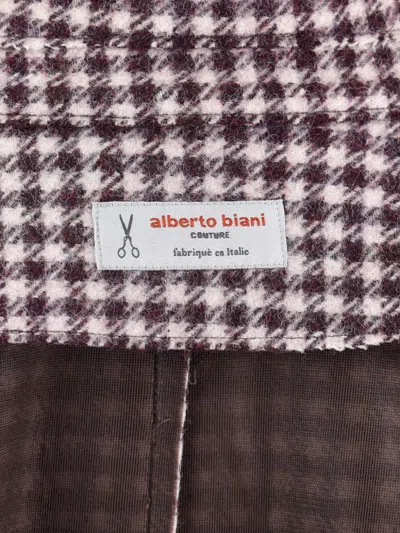 Pre-owned Vintage Houndstooth-pattern Single-breasted Coat In Brown