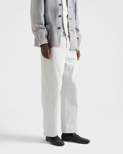 Prada Regular Bleached Denim Jeans In Blue
