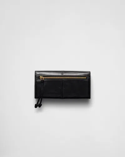 Prada Large Leather Wallet In Black