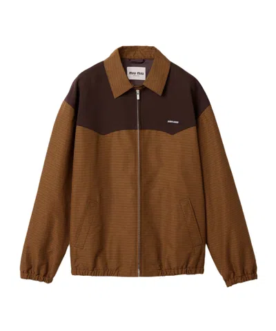Miu Miu Collared Jacket Two Tone Elasticated Design In Multi