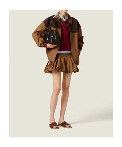 Miu Miu Collared Jacket Two Tone Elasticated Design In Multi