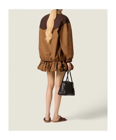 Miu Miu Collared Jacket Two Tone Elasticated Design In Multi