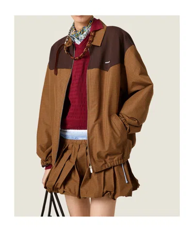 Miu Miu Collared Jacket Two Tone Elasticated Design In Multi
