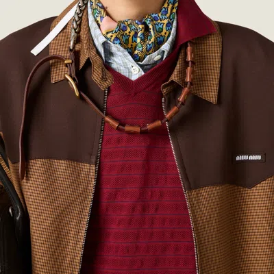 Miu Miu Collared Jacket Two Tone Elasticated Design In Multi