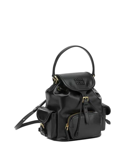 Miu Miu Flap Backpack In Black