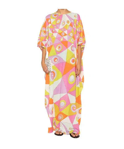 Pucci Occhi-print Cotton Muslin Maxi Caftan Dress In Multi