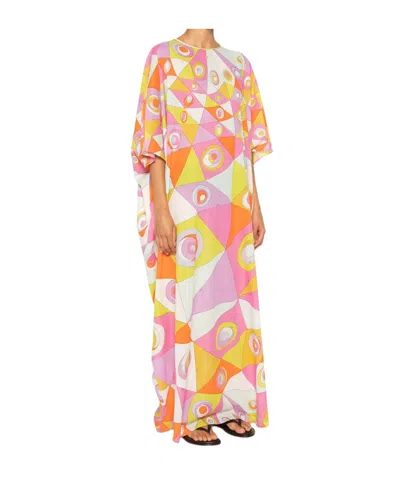 Pucci Occhi-print Cotton Muslin Maxi Caftan Dress In Multi