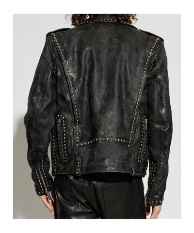 Dsquared2 Stud-embellished Leather Biker Jacket In Black