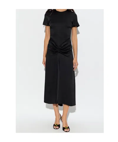 Victoria Beckham Womens Gathered Short-sleeve Stretch-woven Midi Dress Black