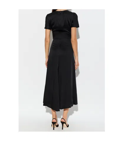 Victoria Beckham Womens Gathered Short-sleeve Stretch-woven Midi Dress Black