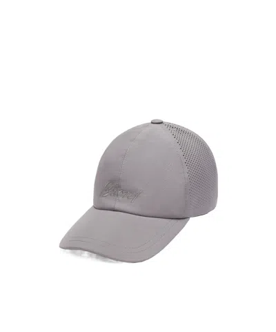 Brioni Grey Perforated Performa Baseball Hat In Gray