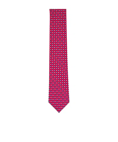 Brioni Patterned Silk Tie In Pink