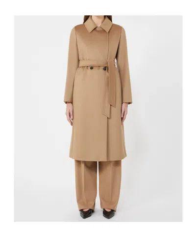 Max Mara Wool Robe Coat In Brown