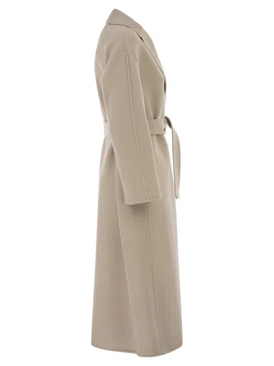 Max Mara Lapel-collar Belted Coat In Brown