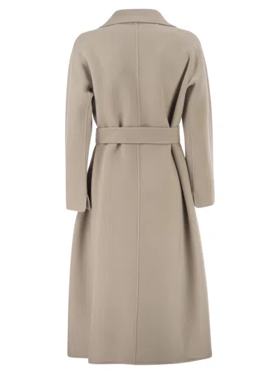 Max Mara Lapel-collar Belted Coat In Brown