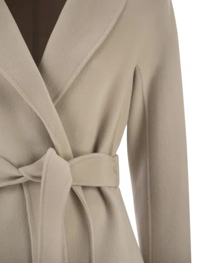 Max Mara Lapel-collar Belted Coat In Brown