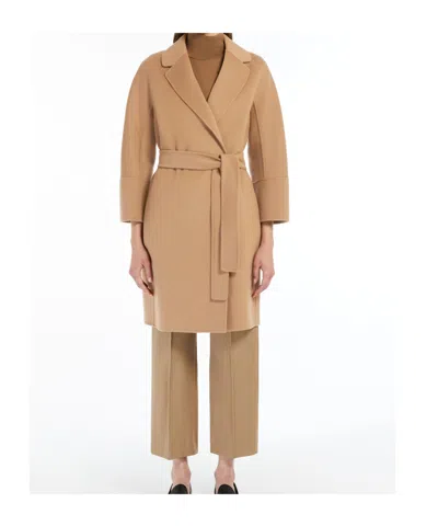 Max Mara Short Double-faced Wool Coat In Brown