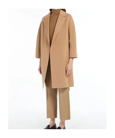 Max Mara Short Double-faced Wool Coat In Brown