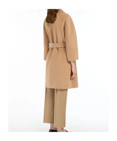 Max Mara Short Double-faced Wool Coat In Brown