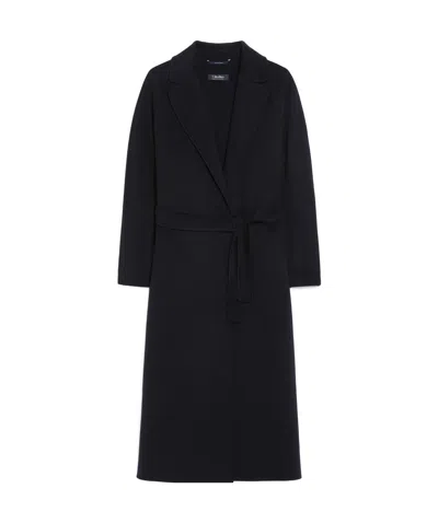Max Mara Wool Broadcloth Midi Coat In Black