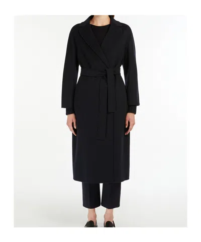 Max Mara Wool Broadcloth Midi Coat In Black