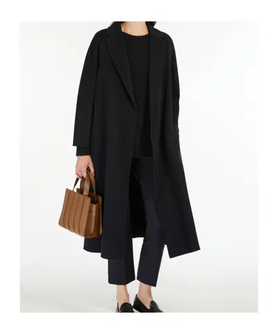 Max Mara Wool Broadcloth Midi Coat In Black