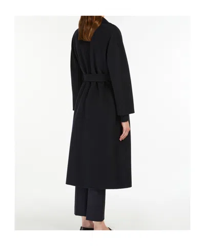 Max Mara Wool Broadcloth Midi Coat In Black