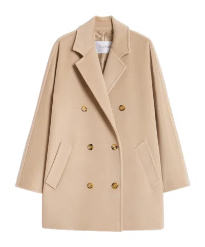 Max Mara Double-breasted Notched-lapel Coat In Neutral