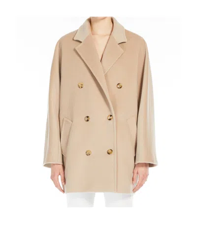 Max Mara Double-breasted Notched-lapel Coat In Neutral
