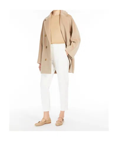 Max Mara Double-breasted Notched-lapel Coat In Neutral