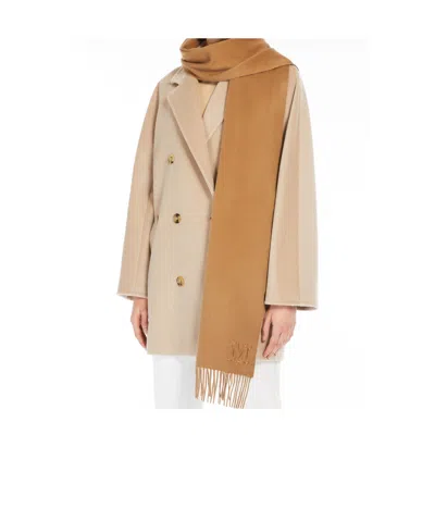 Max Mara Monogram Embroidered Cashmere Stole In Brown