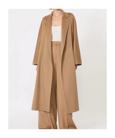 Max Mara Collared Long-sleeved Coat In Brown
