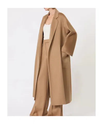 Max Mara Collared Long-sleeved Coat In Brown