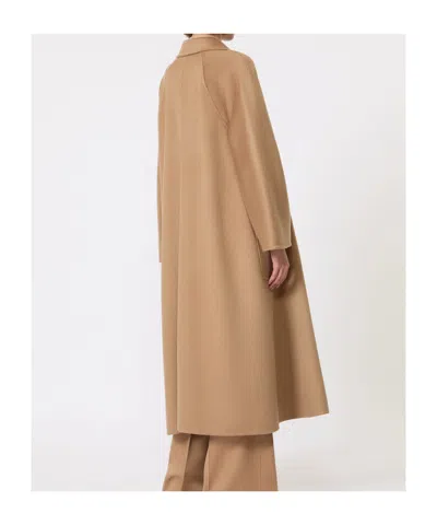 Max Mara Collared Long-sleeved Coat In Brown