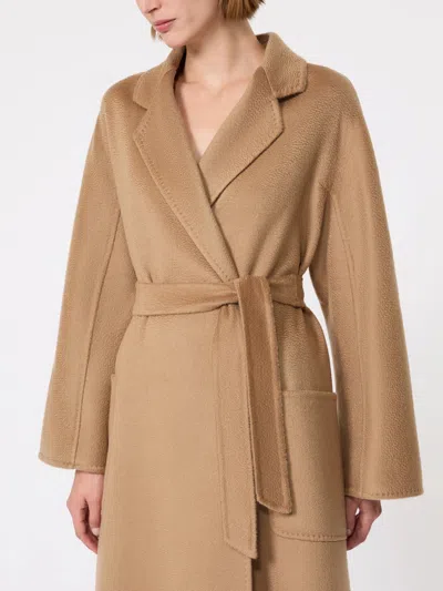 Max Mara Collared Long-sleeved Coat In Brown