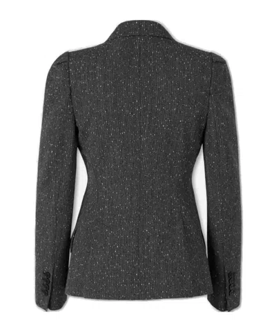 Alexander Mcqueen Single Breasted Glittered Blazer In Black