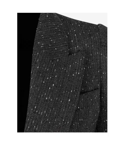 Alexander Mcqueen Single Breasted Glittered Blazer In Black