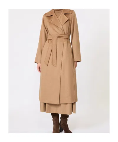 Max Mara Long-sleeved Coat In Brown