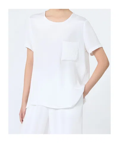 Max Mara Cotton T-shirt With Embroidered Logo On The Back In White