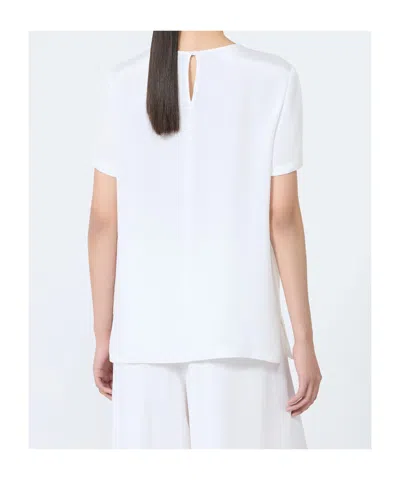 Max Mara Cotton T-shirt With Embroidered Logo On The Back In White