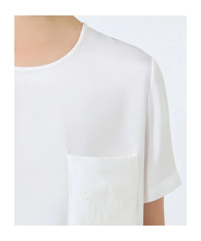 Max Mara Cotton T-shirt With Embroidered Logo On The Back In White