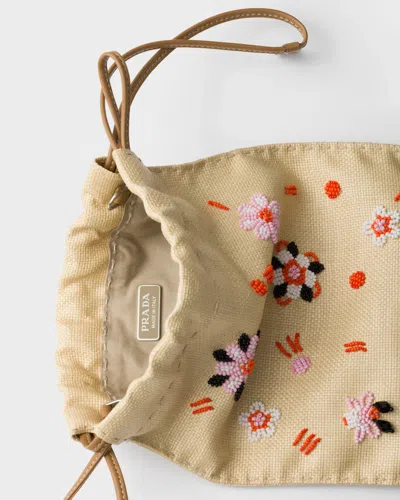 Prada Drawstring Clutch In Neutral