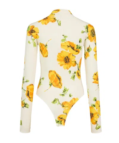 Alaïa Long-sleeved Patterned Bodysuit In Multi