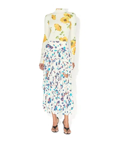 Alaïa Long-sleeved Patterned Bodysuit In Multi