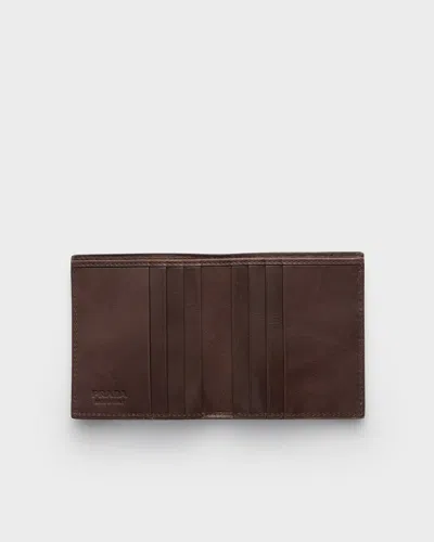 Prada Woven Textured Wallet In Yellow
