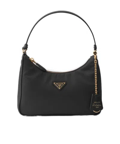Prada Re-edition 2005 Mini Bag In Re-nylon And Saffiano In Black