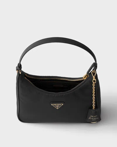 Prada Re-edition 2005 Mini Bag In Re-nylon And Saffiano In Black